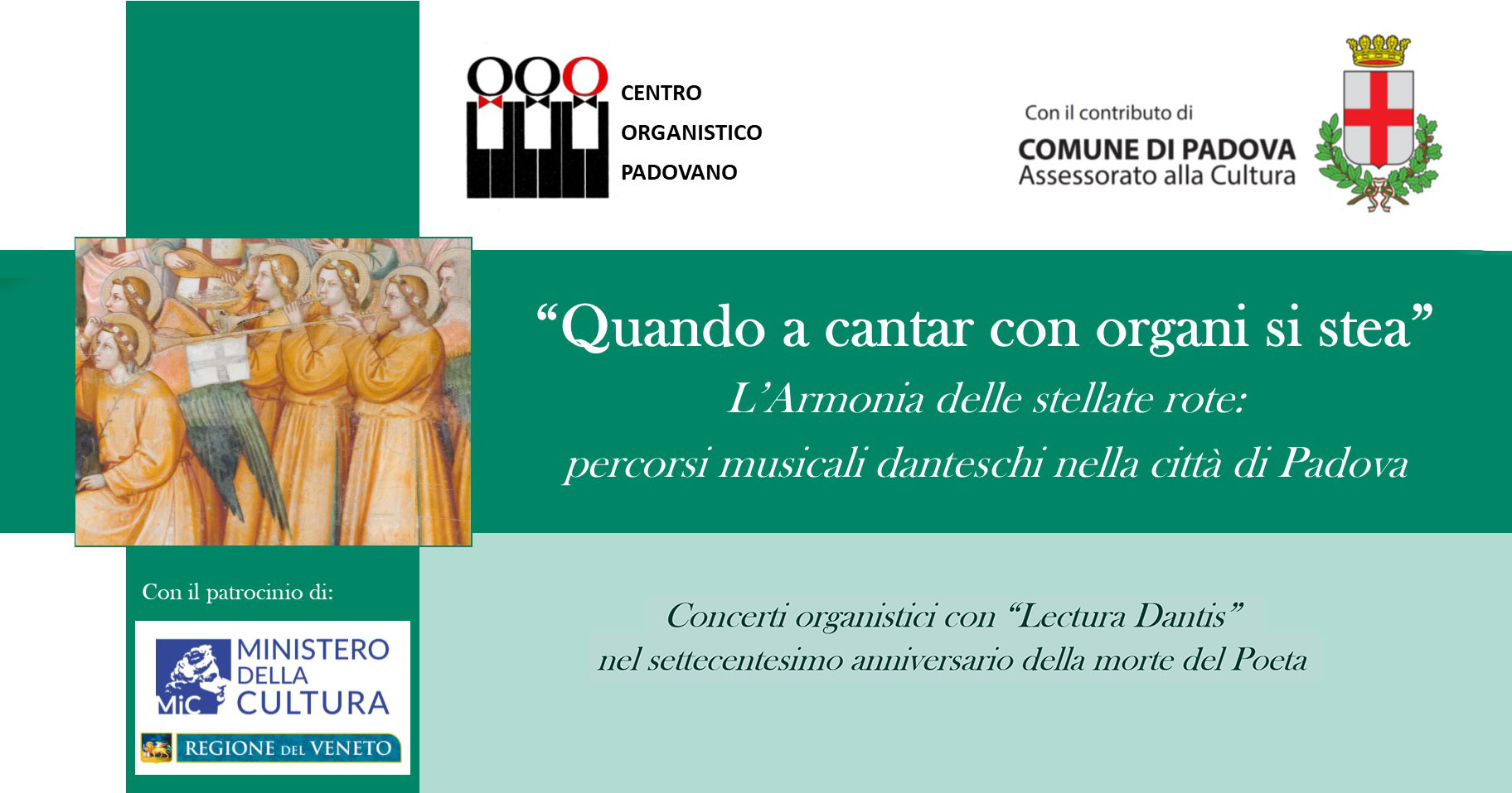 Domenica 6 marzo: concerto del Centro organistico padovano con “lectura Dantis”